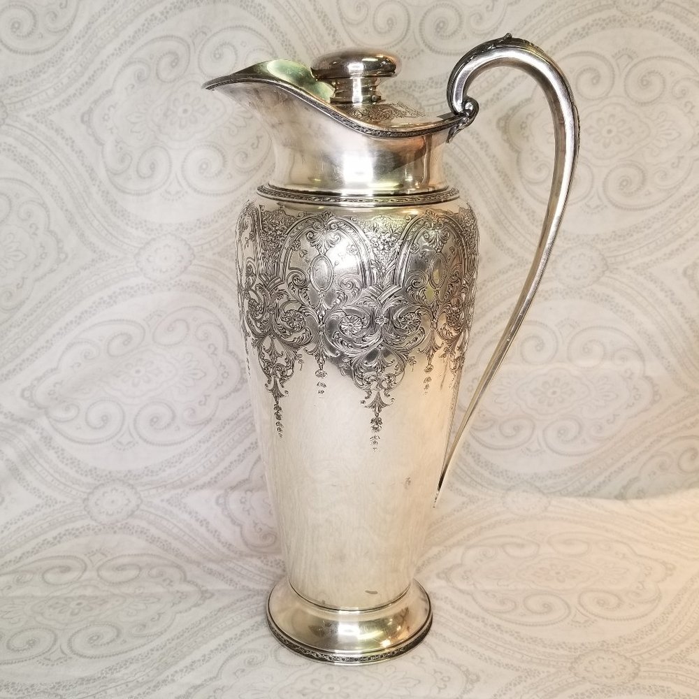 Antique Wilcox Silver Plate "Paisley" 69 64 Cocktail Shaker Jan 1927 Art Nouveau